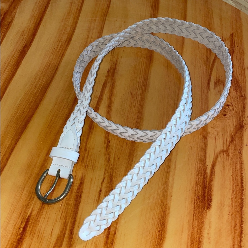 White Leather Belt Woman Size XXL